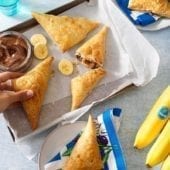 Quick chocolate Chiquita banana greek calzone with nuts